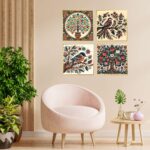 Set of Four Wall Paintings for Wall Dacoration Golden Framed Wall Paintings for Living Room & Bedroom Wall Art for Home Decoration & Office Wall Décor (13x10 inch CH-GD4-7)