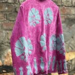 Womens Pink Velvet Embroidered Jacket with Floral Design